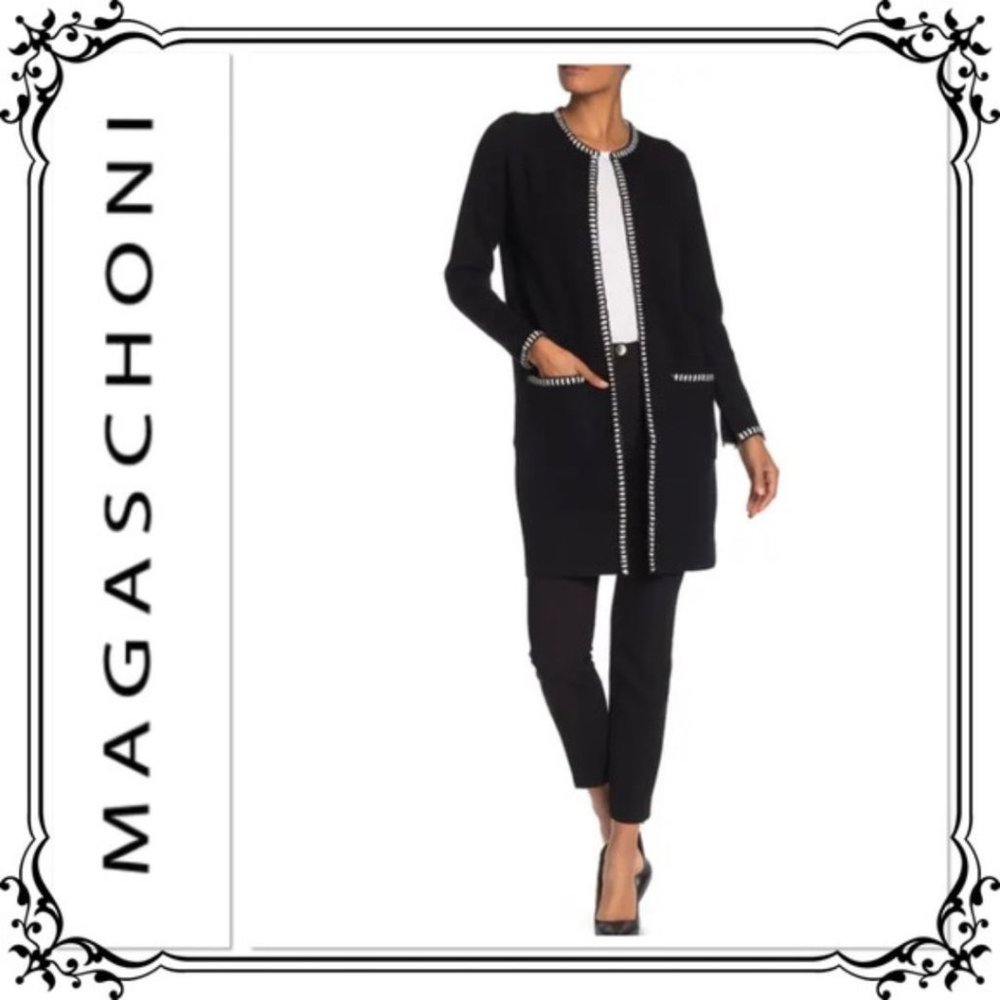 Nwt Magaschoni Women Sweater Long Cardigan SZ Medium Petite NY Coat MSRP $108